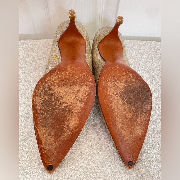 Vintage US SZ 8.5 gold & silver glitter pumps - Picture 4 of 5